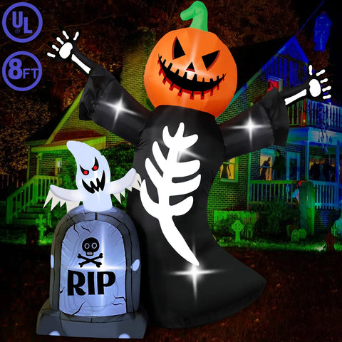 Special Halloween Inflatable Pumpkin Skeleton Tombstone