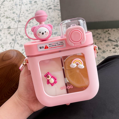 Hot New Girls Cute Double Straw Tritan Drinking Bottle