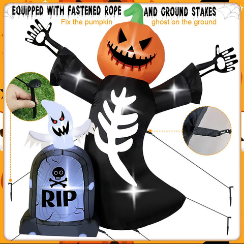 Special Halloween Inflatable Pumpkin Skeleton Tombstone