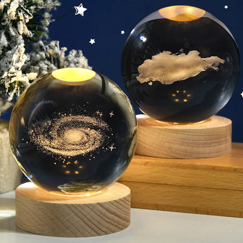3D Crystal Ball Planet Laser Engraved Home Decoration