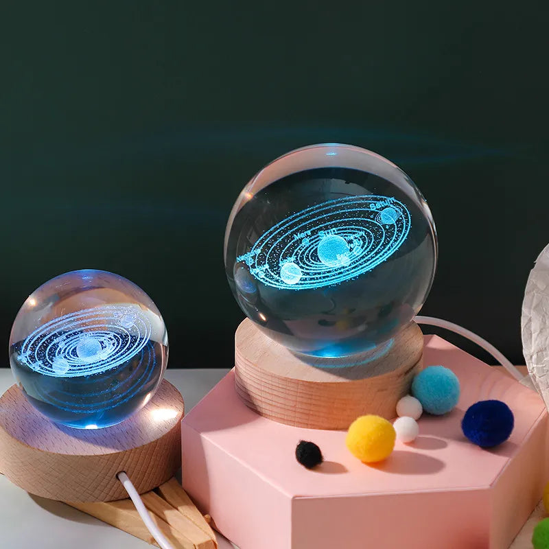 3D Crystal Ball Planet Laser Engraved Home Decoration