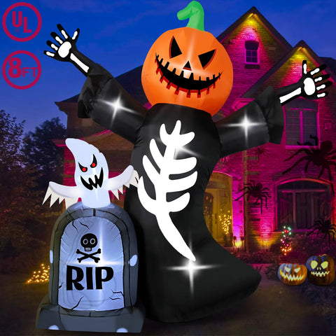 Special Halloween Inflatable Pumpkin Skeleton Tombstone