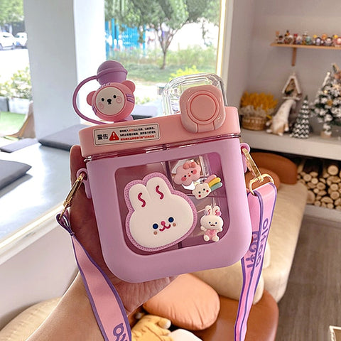 Hot New Girls Cute Double Straw Tritan Drinking Bottle