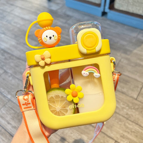 Hot New Girls Cute Double Straw Tritan Drinking Bottle