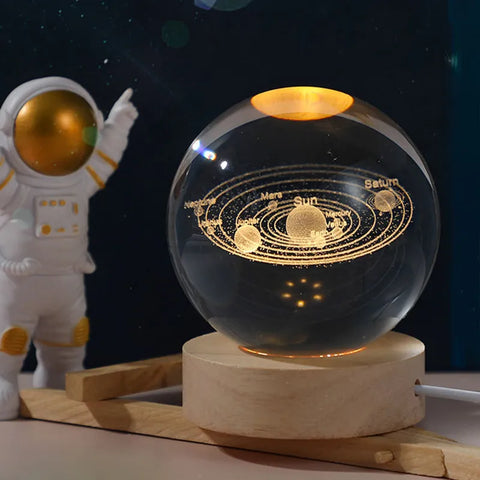 3D Crystal Ball Planet Laser Engraved Home Decoration