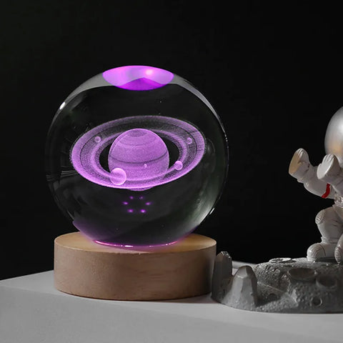 3D Crystal Ball Planet Laser Engraved Home Decoration