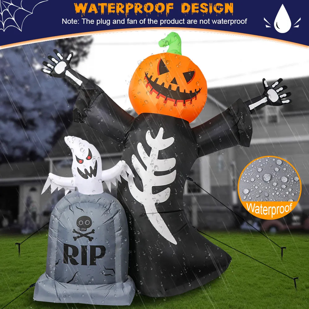 Special Halloween Inflatable Pumpkin Skeleton Tombstone