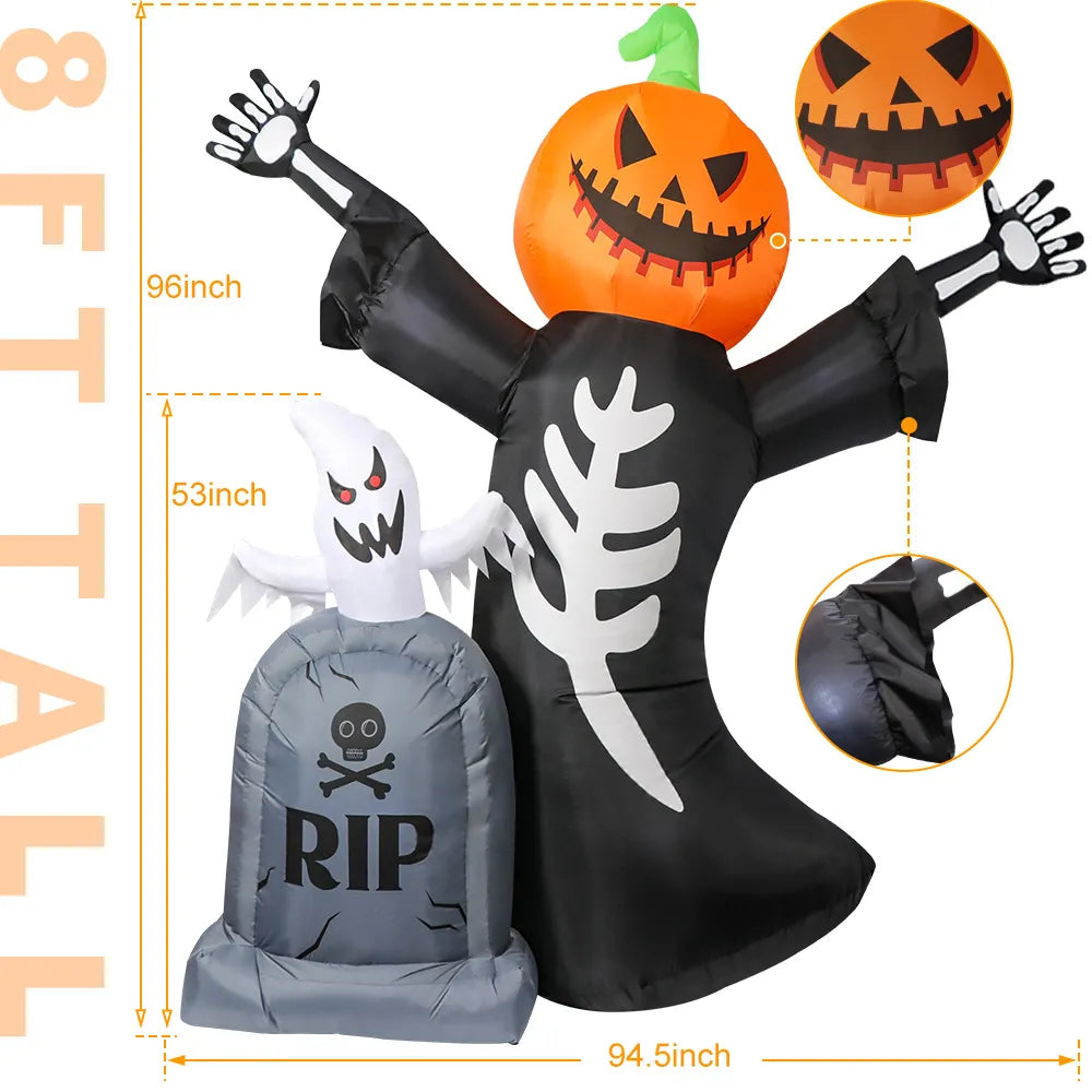 Special Halloween Inflatable Pumpkin Skeleton Tombstone