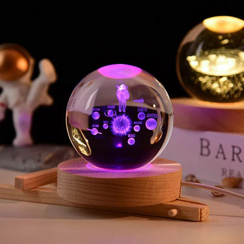3D Crystal Ball Planet Laser Engraved Home Decoration