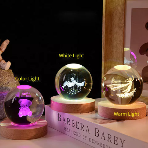3D Crystal Ball Planet Laser Engraved Home Decoration